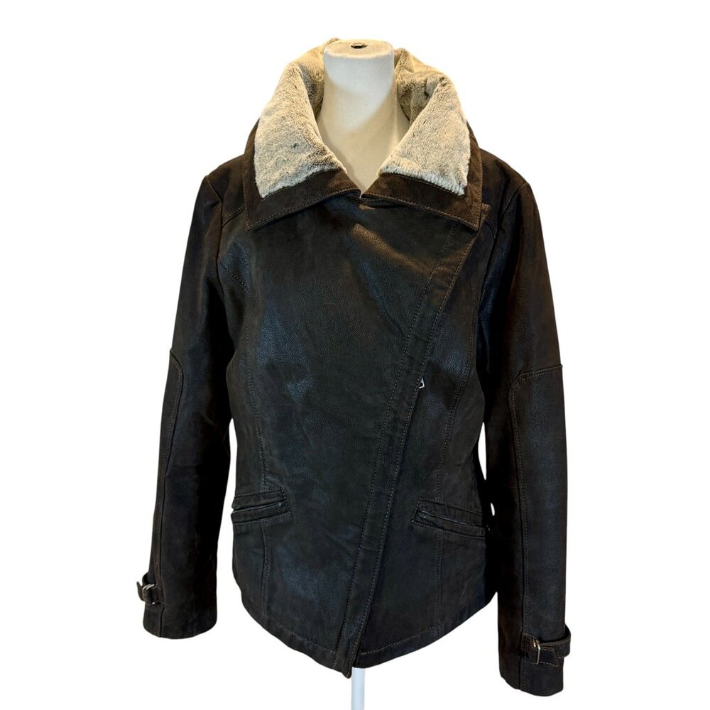 Danier Genuine Leather Suede Jacket with Faux Fur Lining